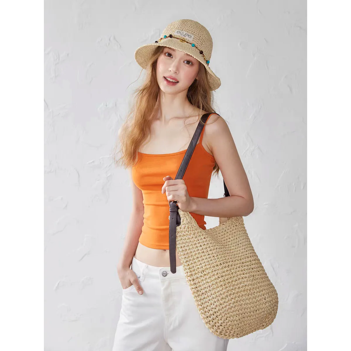 Wide Brim Summer Straw Hat 34 Wide Brim Summer Straw Hat 34 made with natural raffia and woven straw for summer resort collections
