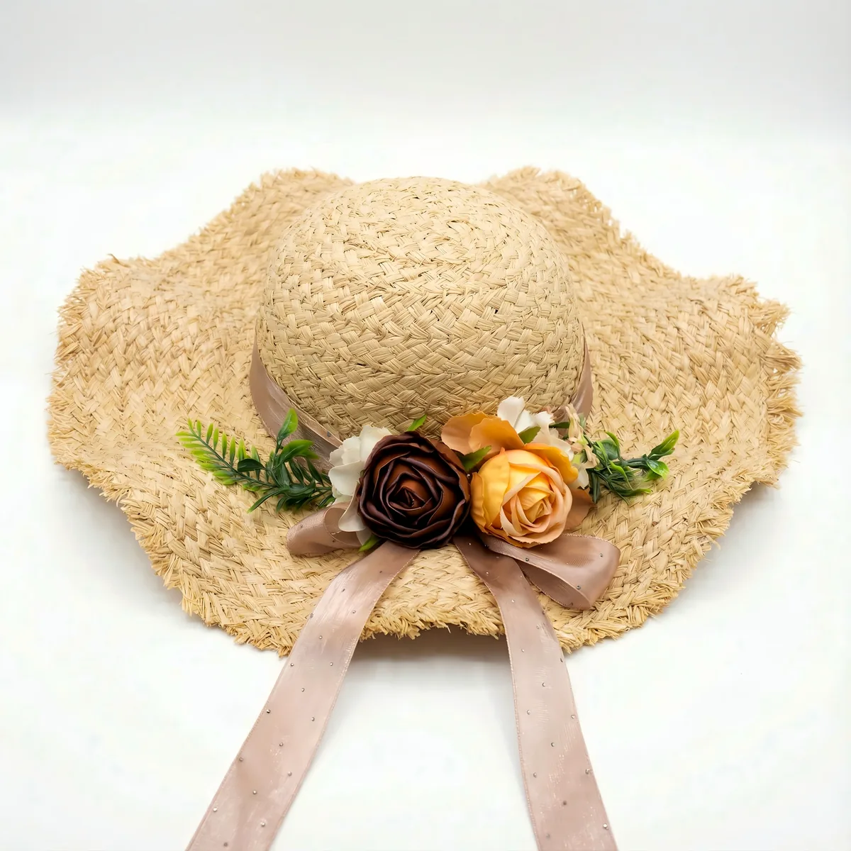 Packable Vacation Straw Hat 61 Packable Vacation Straw Hat 61 made with natural raffia and woven straw for summer resort collections