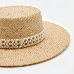 Floral Raffia Sun Hat 68 made with natural raffia and woven straw for summer resort collections