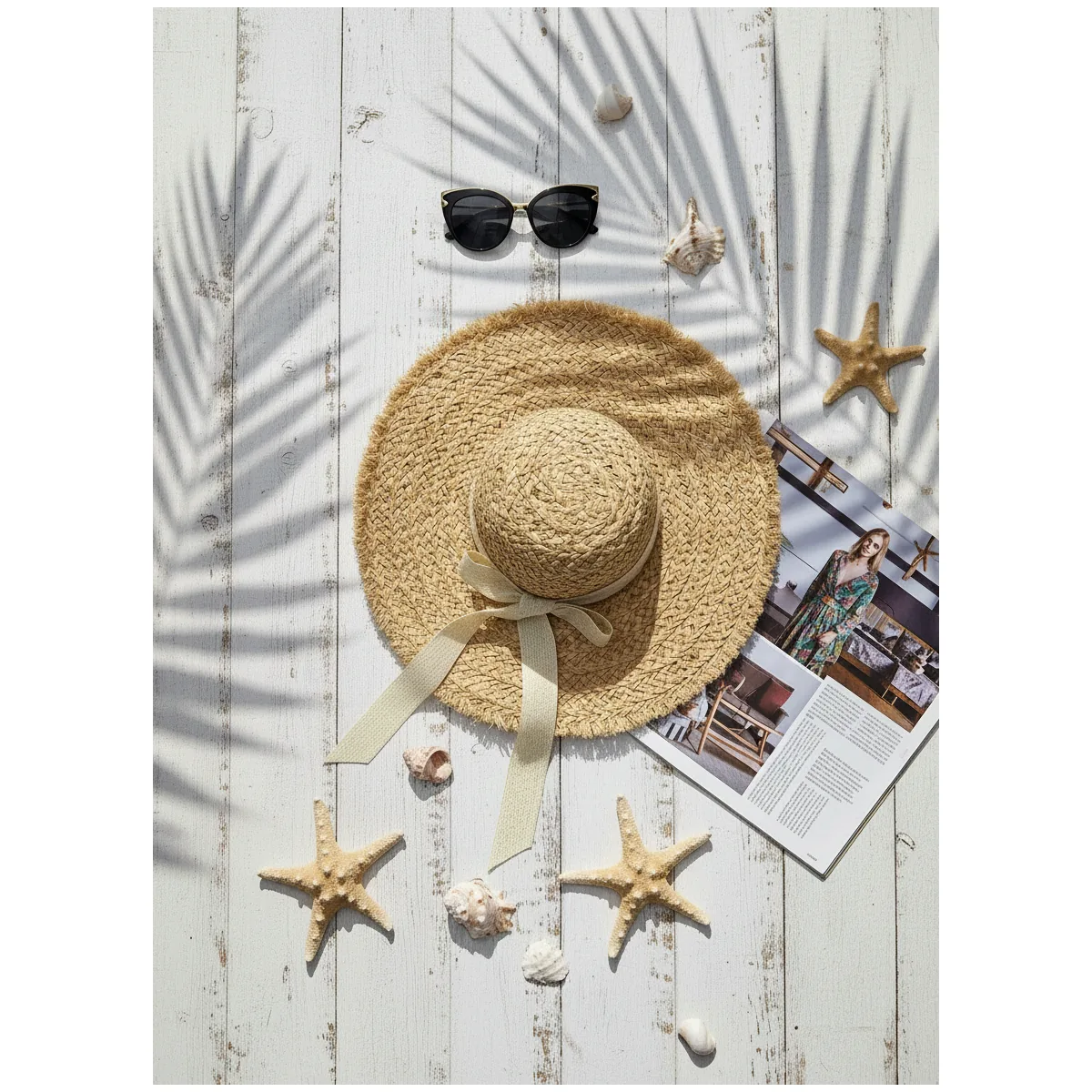 Handwoven Beach Straw Hat 86 Handwoven Beach Straw Hat 86 made with natural raffia and woven straw for summer resort collections