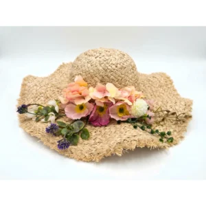 Resort Style Straw Hat 88 made with natural raffia and woven straw for summer resort collections