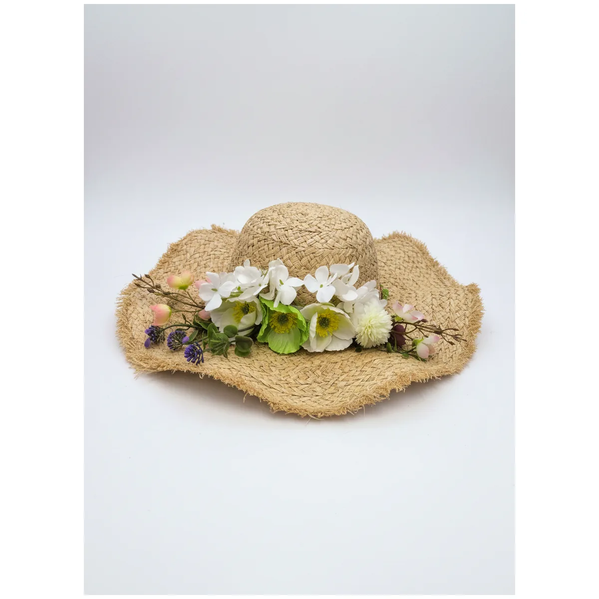 Handwoven Beach Straw Hat 94 Handwoven Beach Straw Hat 94 made with natural raffia and woven straw for summer resort collections