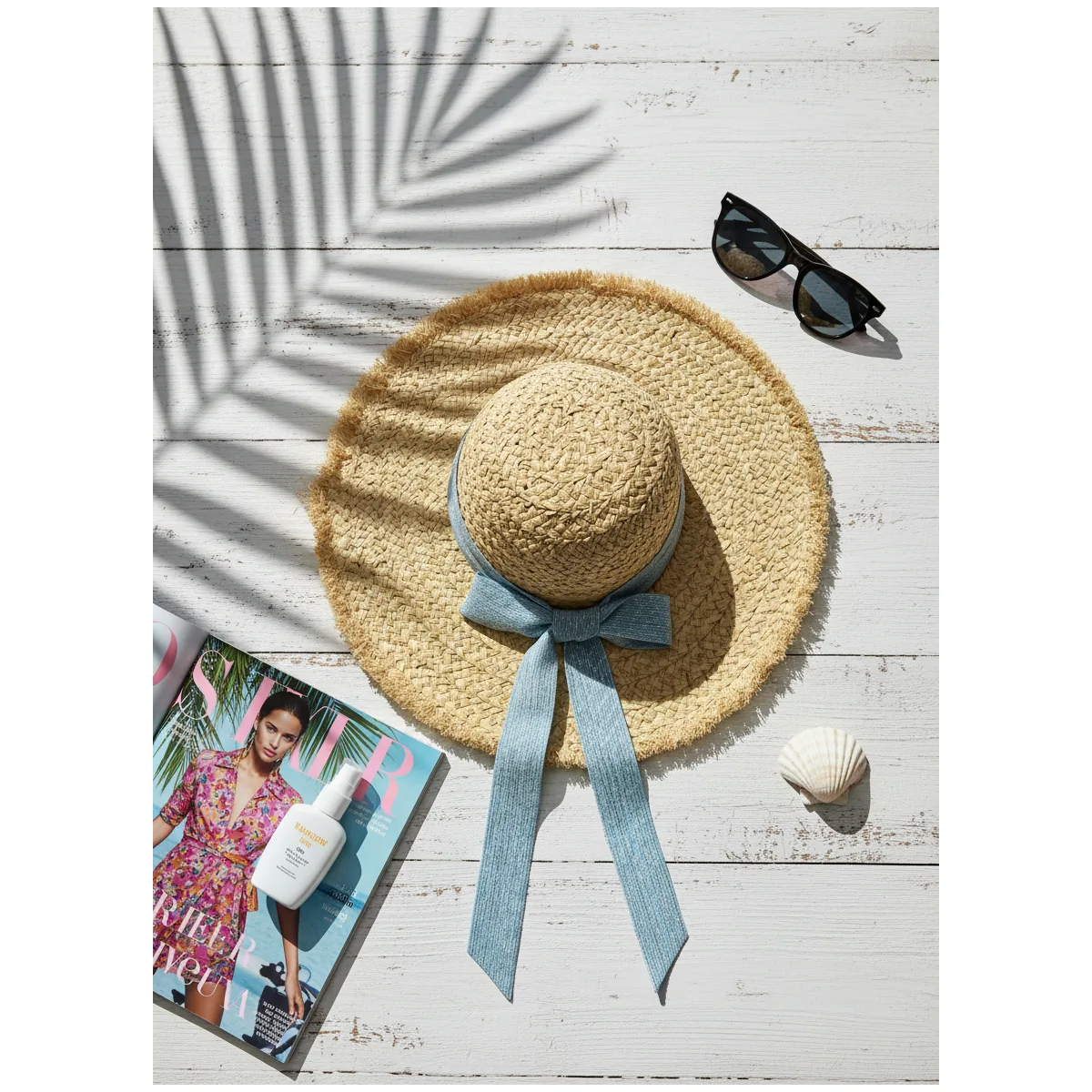 Handwoven Beach Straw Hat 102 Handwoven Beach Straw Hat 102 made with natural raffia and woven straw for summer resort collections